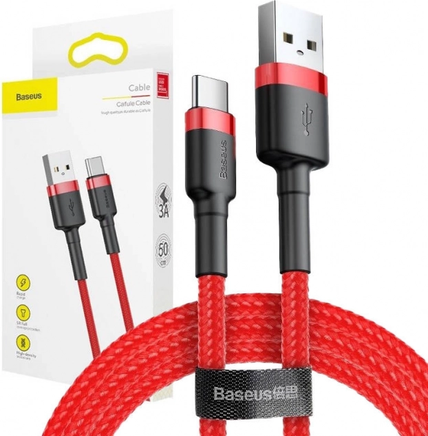 Baseus Cafule USB‑C kabel 3 m, 2 A – rdeč