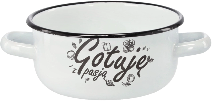 Emajliran kozico z dvema ročajema 1,5 l, 15 cm, bel – Kuham s strastjo