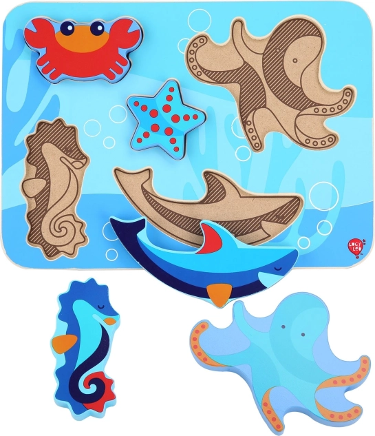 Lesene vstavljanke Sea World – LUCY & LEO, 6 kosov
