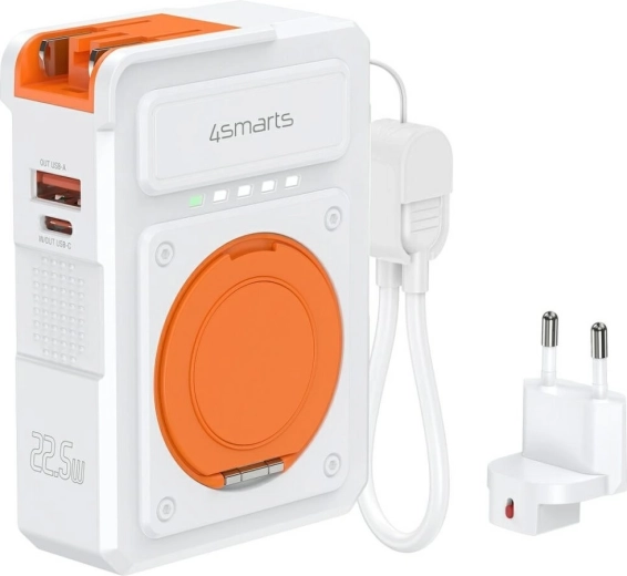 4smarts hibridni polnilec 6v1 s powerbanko 10000 mAh, 22,5 W, Qi, USB‑C/USB‑A, bel