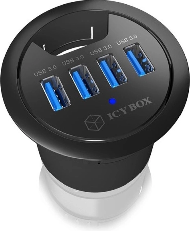 Namizno vozlišče USB ICY BOX za prehod 60 mm, 4× USB 3.0