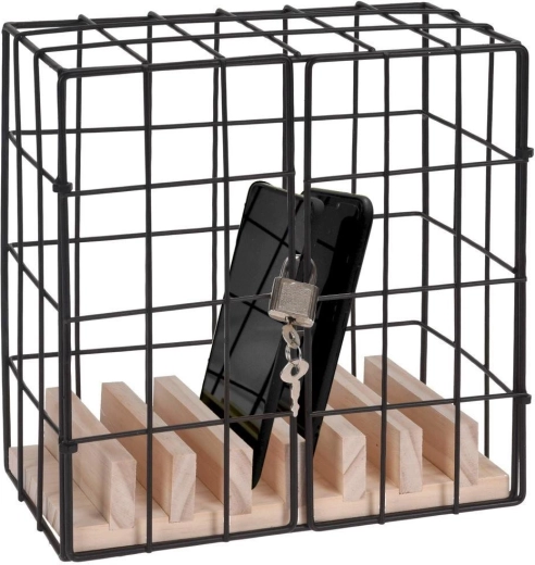 Home Styling Collection kovinska kletka za telefone z zaklepanjem 19 × 11 × 19 cm