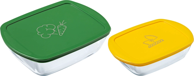 Set pravokotnih steklenih posod PYREX 1,2 l in 2,5 l