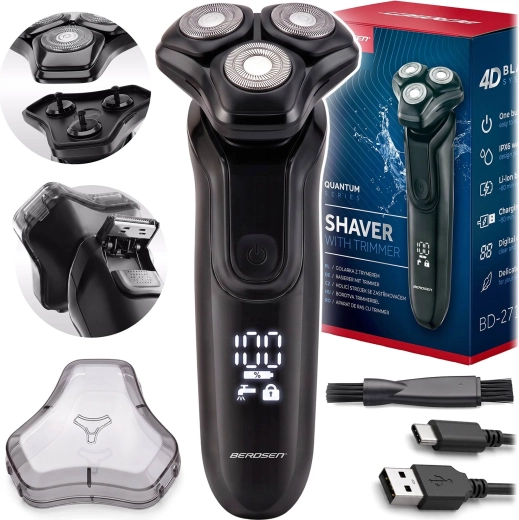 Berdsen electric rotary shaver with trimmer IPX6 and USB‑C