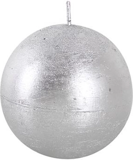 Rustikalna okrogla sveča 8 cm srebrna