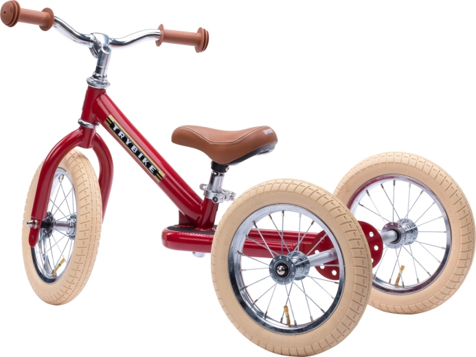 Trybike otroško poganjalno kolo 2v1 (tricikel in dvokolesnik) rdeče mat