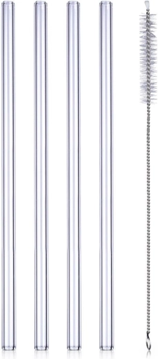 Steklene slamice s krtačko 20 cm, komplet 5 kosov