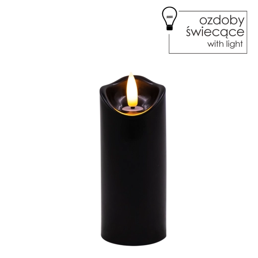 LED sveča črna 5 × 12,5 cm z migetajočim plamenom
