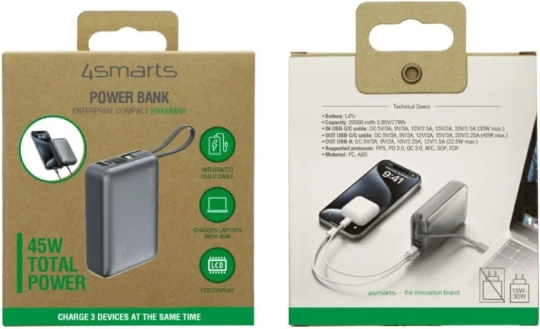 Integriran kabel USB‑C: polnite brez dodatnih kablov