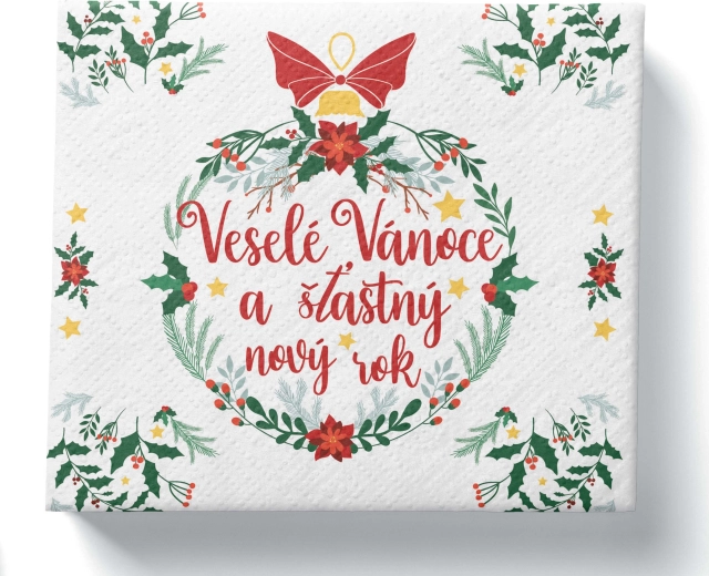 Božični prtički Vesel božič, 3-slojni, 33 × 33 cm