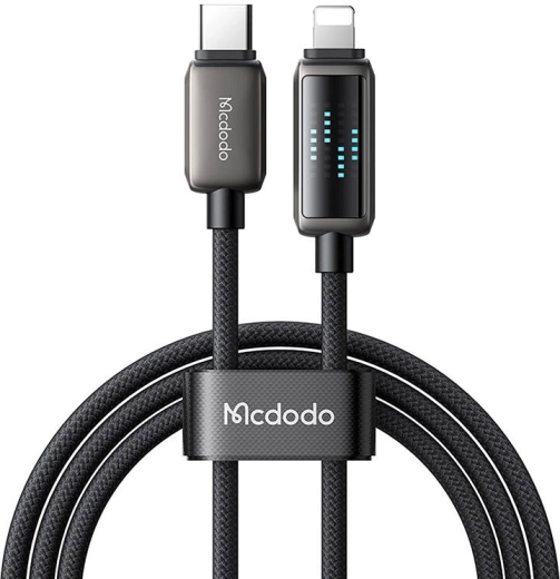 Polnilni kabel Mcdodo z USB‑C in Lightning priključkom ter LED zaslonom