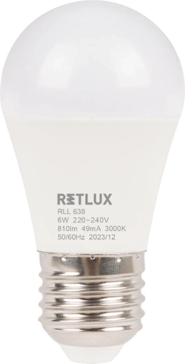 RETLUX mini globe LED bulb E27 6 W warm white