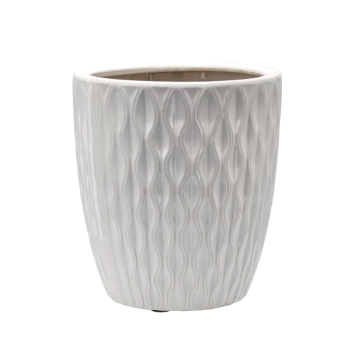 Keramični okrasni lonec za rože, bel sijaj, 32 × 32 × 35,5 cm