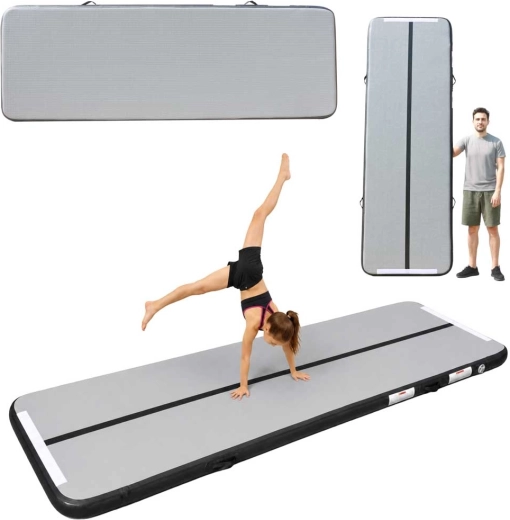 Air track napihljiva gimnastična blazina 300 × 100 × 10 cm, siva