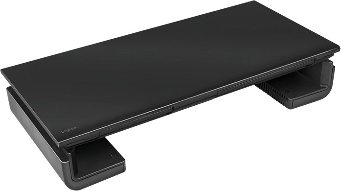 Ergonomsko stojalo za monitor z nastavljivo širino in predalom