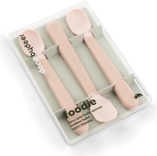 Done by Deer otroške žličke Easy-grip Foodie rožnate, 3 kosi