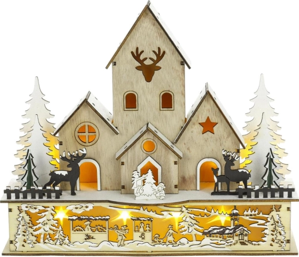 Detailed wooden winter scenery