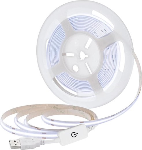 Solight LED COB trak 5 m USB, hladno bela 6000 K, stikalo, 8 mm