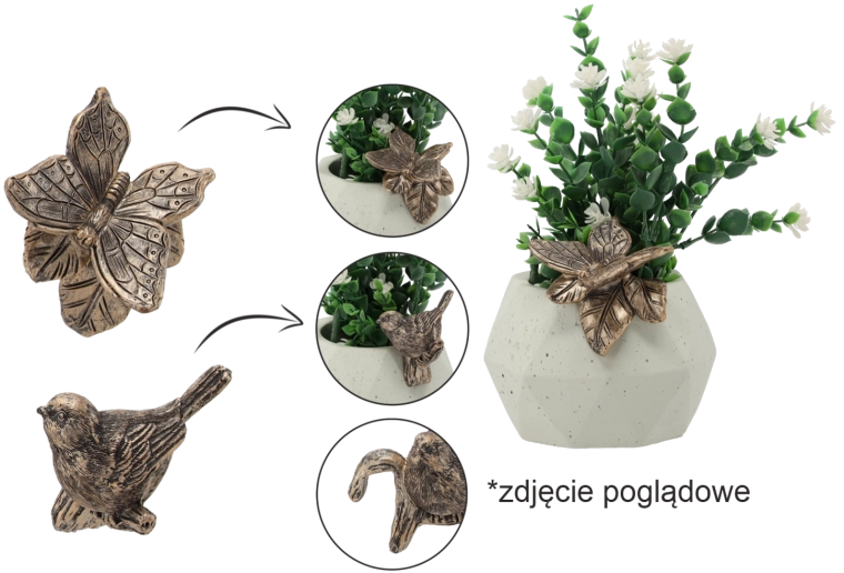 Vrtna dekoracija za cvetlični lonec – ptica ali metulj