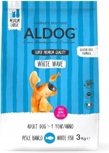 Aldog White Wave briketi za odrasle pse M/L z belo ribo 3 kg