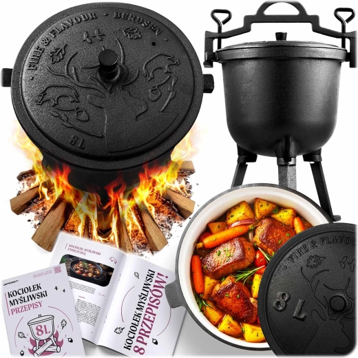 Železna emajlirana kotliček 8 l za ogenj in žar