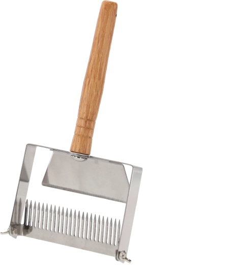 Odkapljalna vilica za odkrivanje medu iz nerjavečega jekla z lesenim ročajem 25 × 13 cm