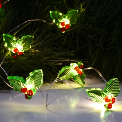 Svetlobni LED venček iz omele, 20 LED na baterije, toplo bela, 2,2 m