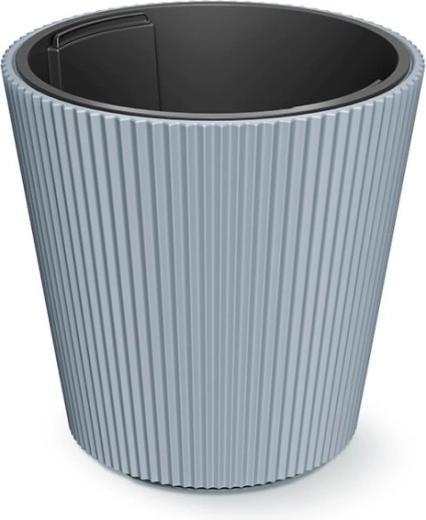 Cveto lonec z vložkom Milly 39 cm – svetlo siv plastičen ovitek za rože