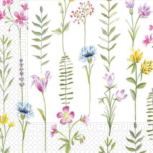 Papirnati prtički 33 × 33 cm, 3-slojni, travniške rože, 20 kos