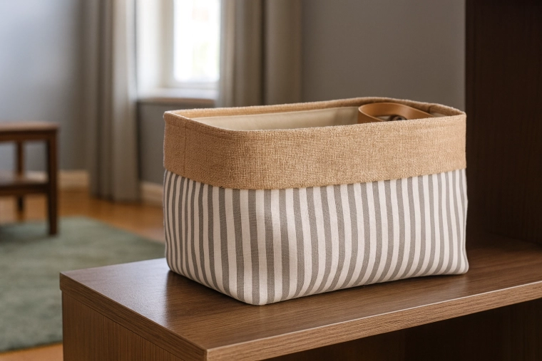 Tekstilna shranjevalna košara s črtami 25 × 35 × 22 cm
