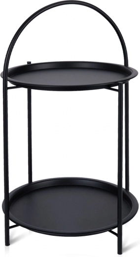 Black metal round side table 40 × 40 × 66 cm