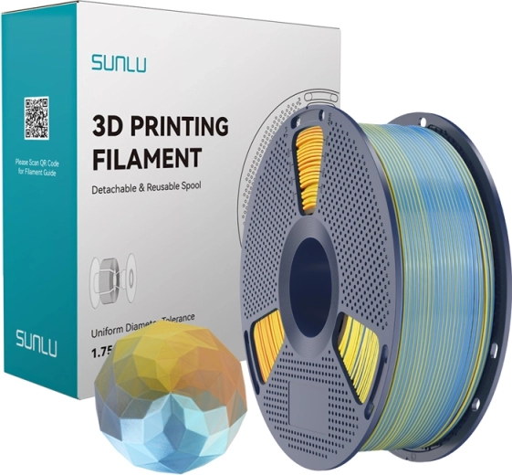 Sunlu PLA+ Silk four-color filament blue–purple–orange–yellow