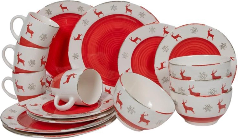 Jedilni servis z božičnim motivom, 16 kosov