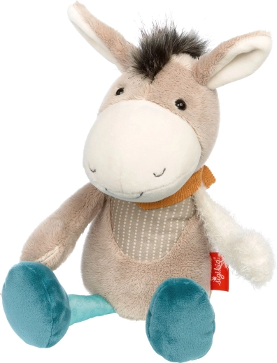 Sigikid pastelni patchwork osliček – prva plišasta igračka 31 cm