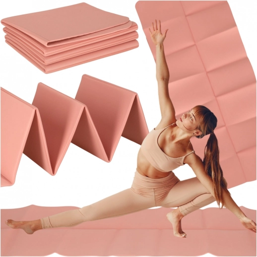 Zložljiva roza blazina za jogo in fitnes 179 × 61 × 0,4 cm (TPE)