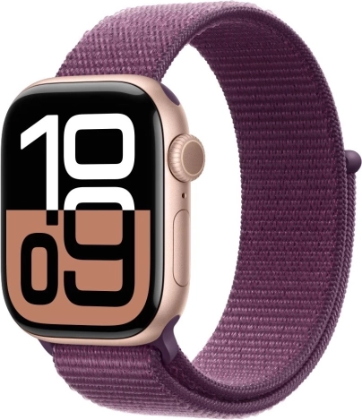 Watch Series 10 GPS, rožnato zlata 42 mm aluminijasto ohišje s slivno sivo športno paščkom