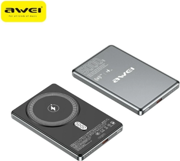 Awei PA-30 MagSafe powerbank 5000 mAh siv