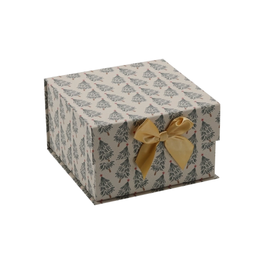 Christmas gift box with a gold bow 17 × 17 × 9 cm - 1 piece