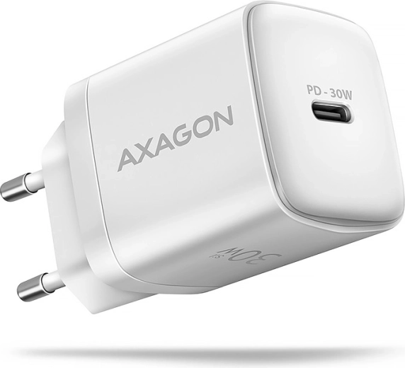 AXAGON omrežni polnilnik USB‑C 30 W (PD 3.0/QC 4+/SFC) bel