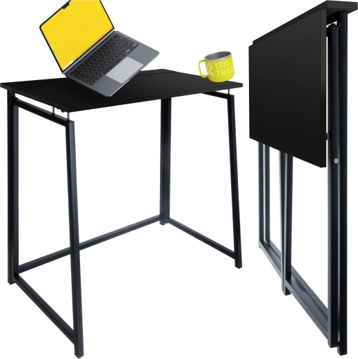 RUHHY Folding Desk in Loft Style – Black