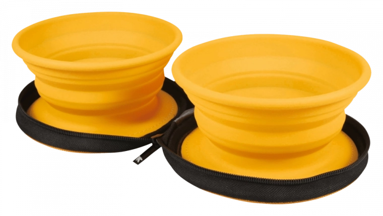 Potovalna dvojna skleda za pse in mačke KiwiWalker, oranžna, 2 kos