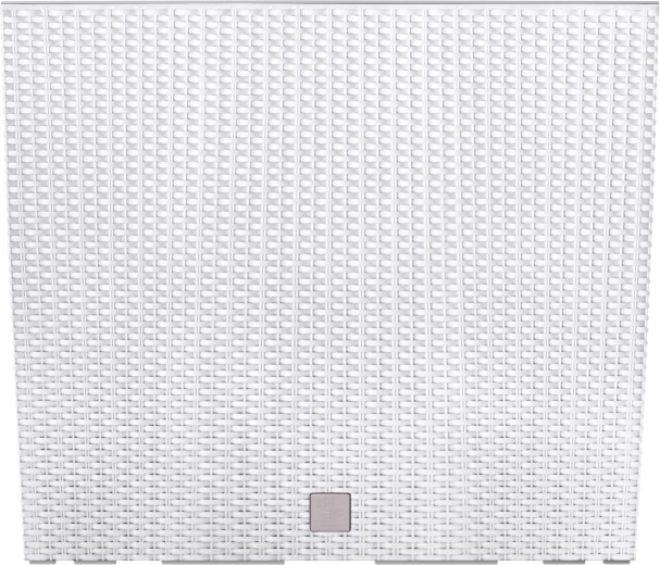 Visok plastičen korito z videzom ratana in vložkom, belo 58 × 18 × 49,8 cm