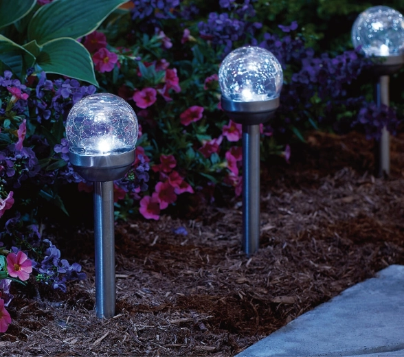 Solarna vrtna svetilka krogla 6 cm z menjanjem barv, nerjavno jeklo/steklo, IP44