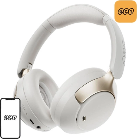 qcy h3 pro brezžične over-ear slušalke z anc – bela