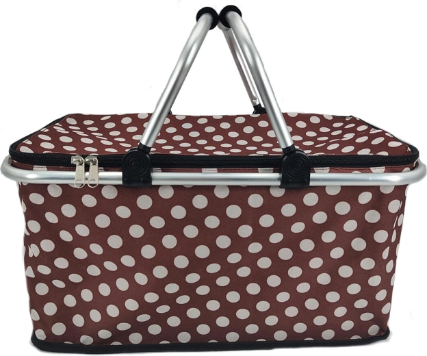 Folding picnic basket 48 × 24 × 28 cm made of aluminum and polyester
