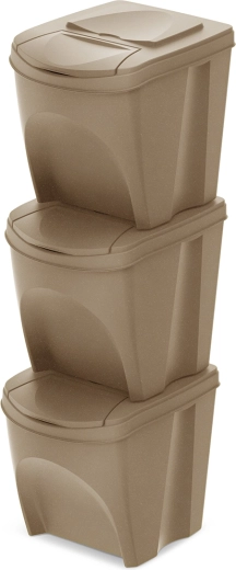 Set košev za ločevanje odpadkov Sortibox Eco Wood 3×25 l, Naturo