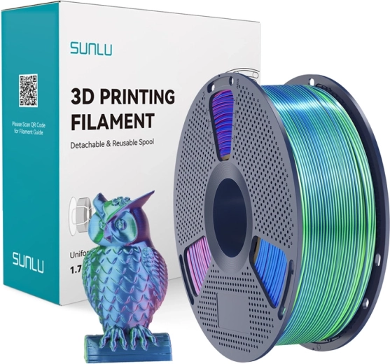 Sunlu PLA+ Silk tribarvni filament za 3D tisk modro–zeleno–vijoličen