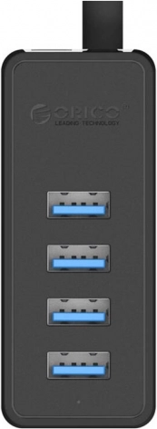 Usb 3.0 hub ORICO s 4 vrati, zunanje napajanje, črn