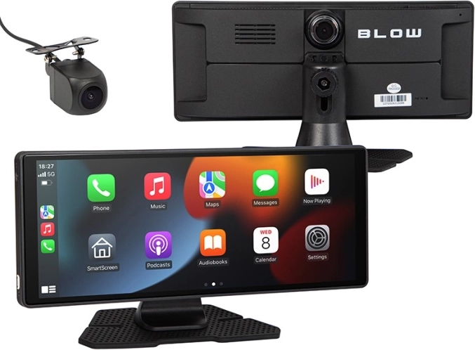 Multimedijska postaja z brezžičnim Apple CarPlay 5.0 in Android Auto, z dvojno snemalno kamero in vzvratno kamero BLOW