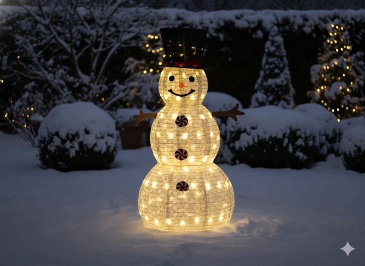 Božični LED snežak 1,5 m, 120 LED, toplo bela, notranja/zunanja uporaba